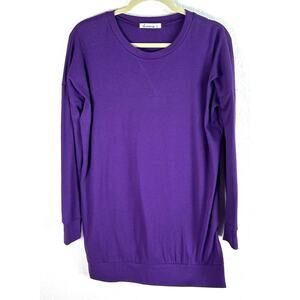 Levaca Womens Medium Purple Tunic Top Long Sleeve Split Side Casual Stretch